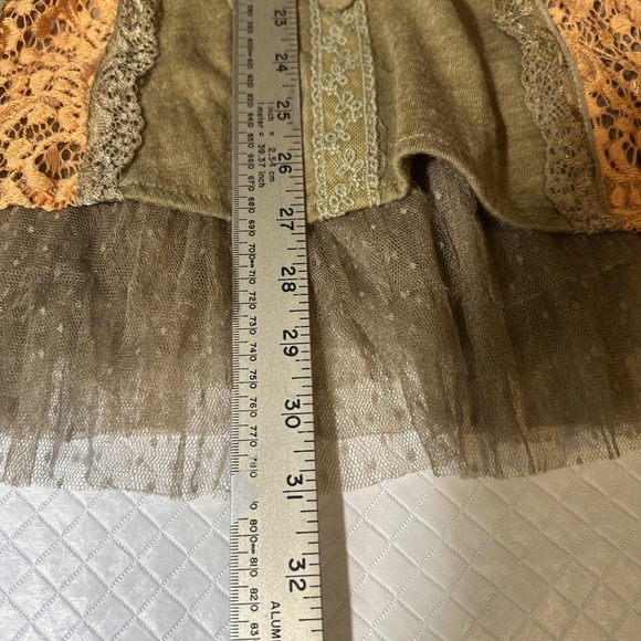 Pretty Angel Sz XL Sleeveless Top Taupe Lace Linen Boho Regency Victorian Lace - Picture 6 of 16